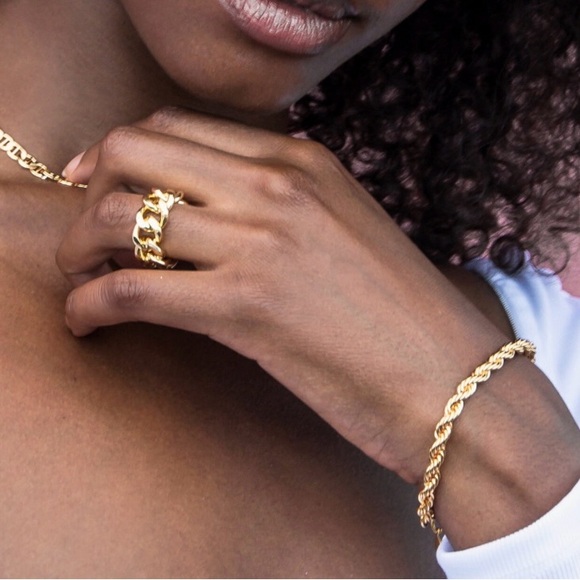 NWT OMA The Label Baba 18K Goldplated Chain Ring - Picture 12 of 14